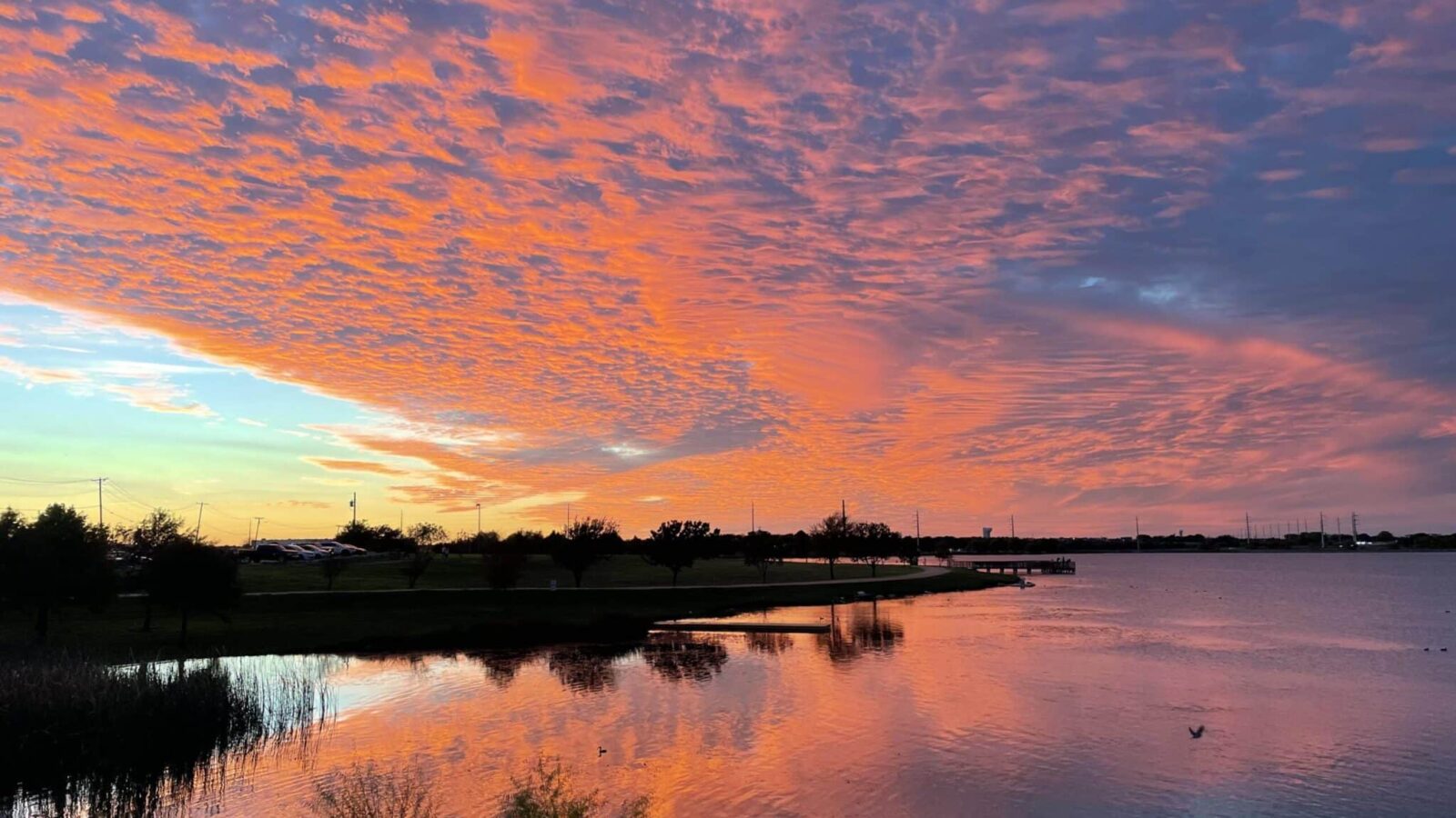 Sunset on Lake Pflugerville near Encalve at Cele New Home Community