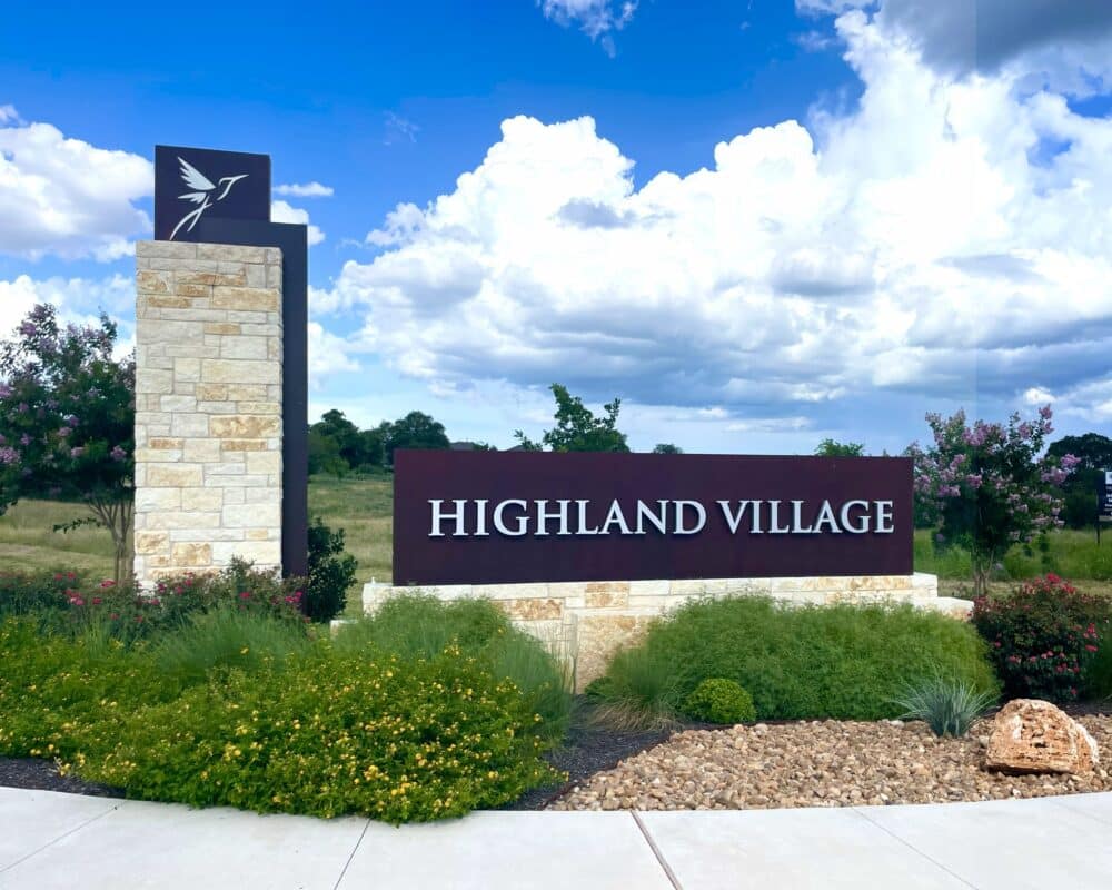 Highland Village - Entry Sign